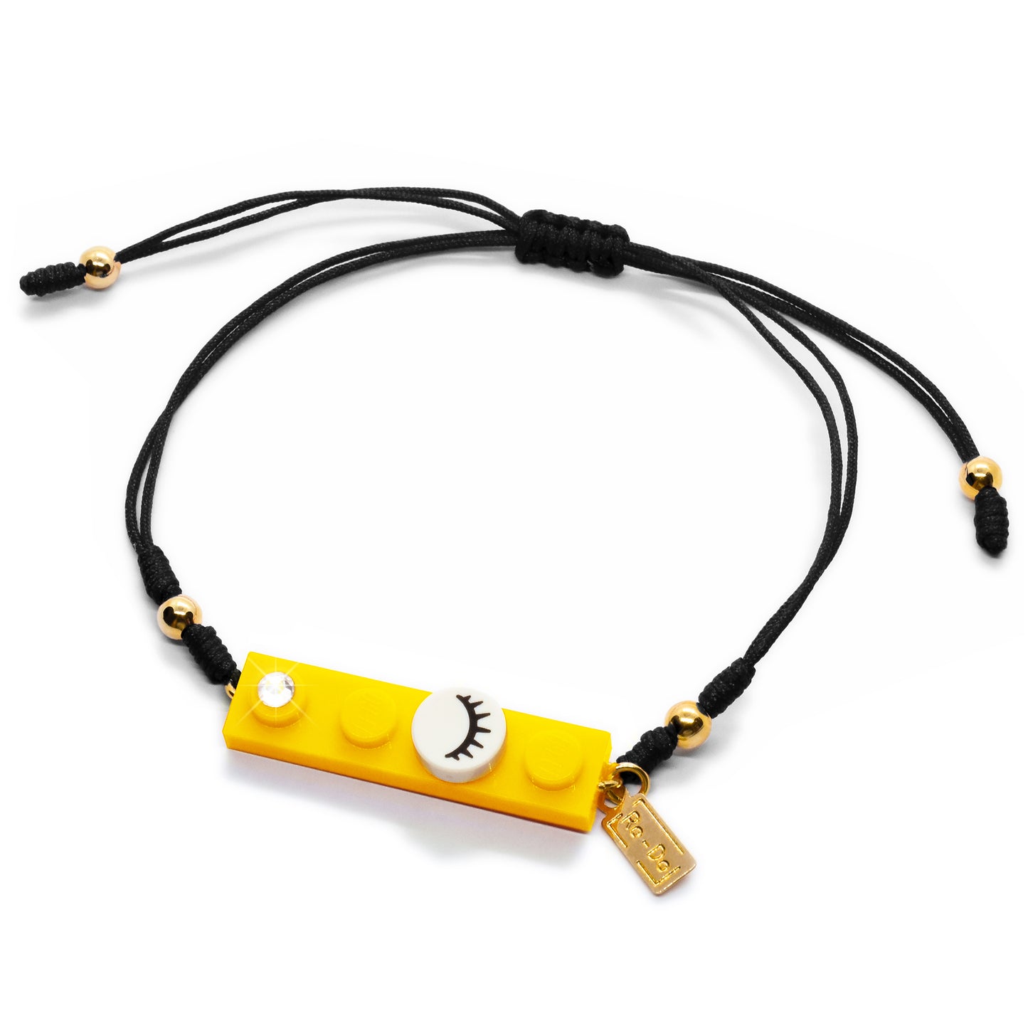 Black String Eyelashes Dot & Bright Yellow Brick Bracelet