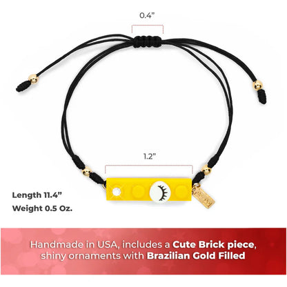 String Eyelashes Dot Red Brick Bracelet