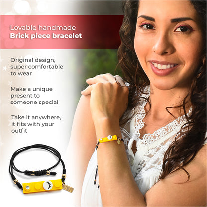 Black String Eyelashes Dot & Bright Yellow Brick Bracelet