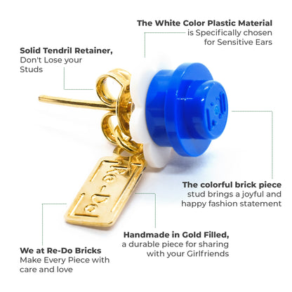 Little Flower Brick Stud Earrings White