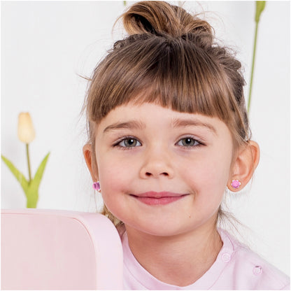 Little Flower Brick Stud Earrings White