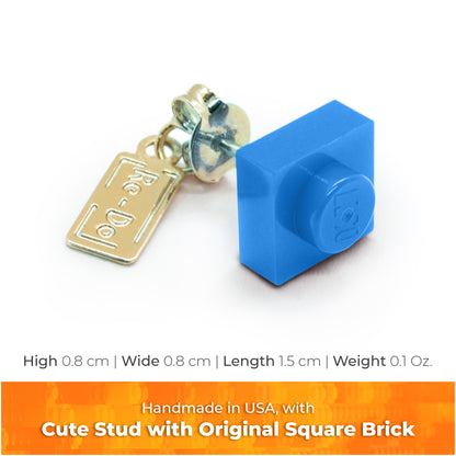 Square Blue Brick stud earrings