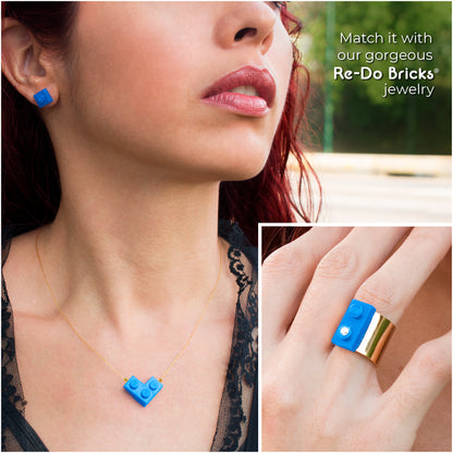 Square Blue Brick stud earrings