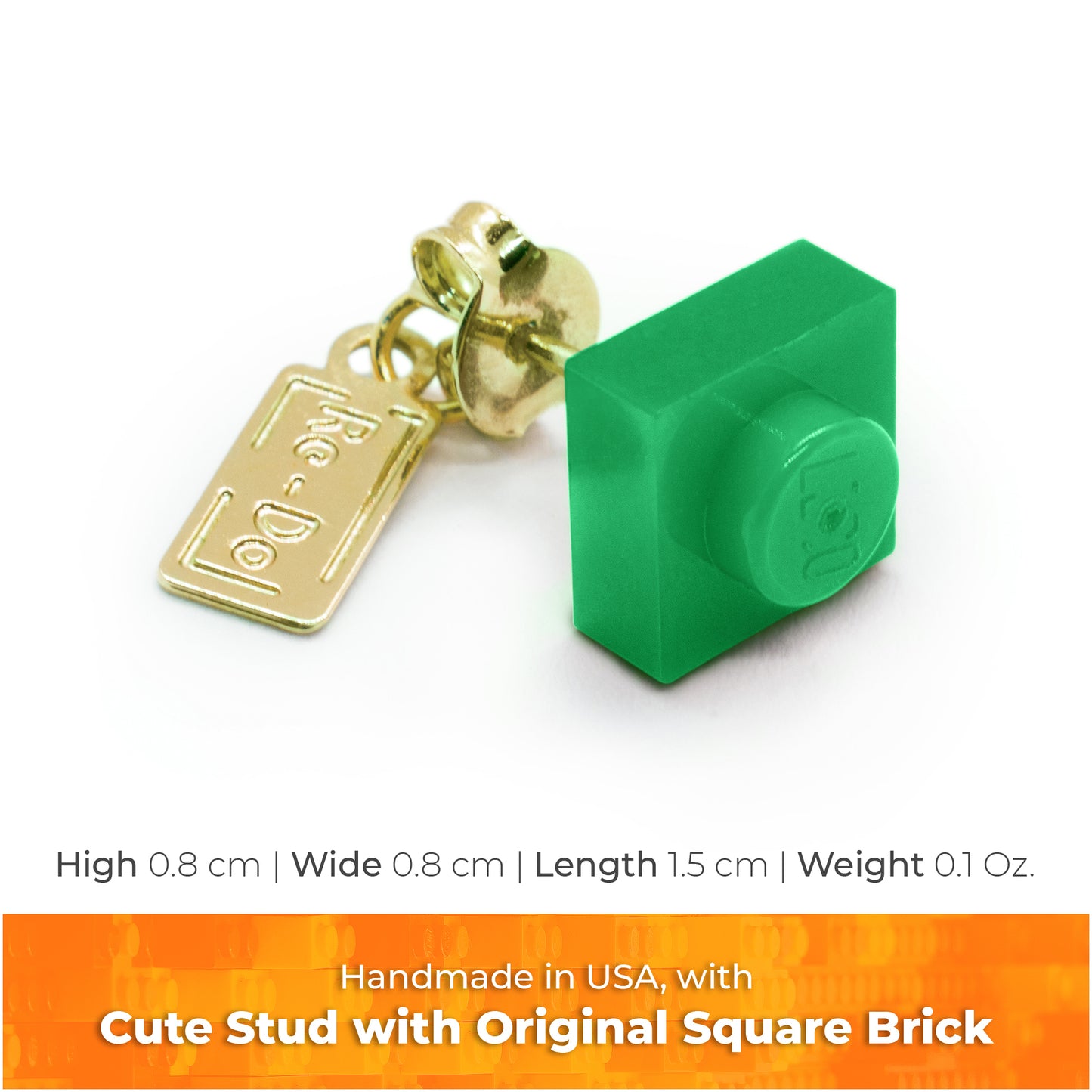 Square Green Brick stud earrings