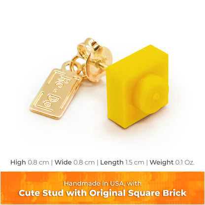 Square Yellow Brick stud earrings