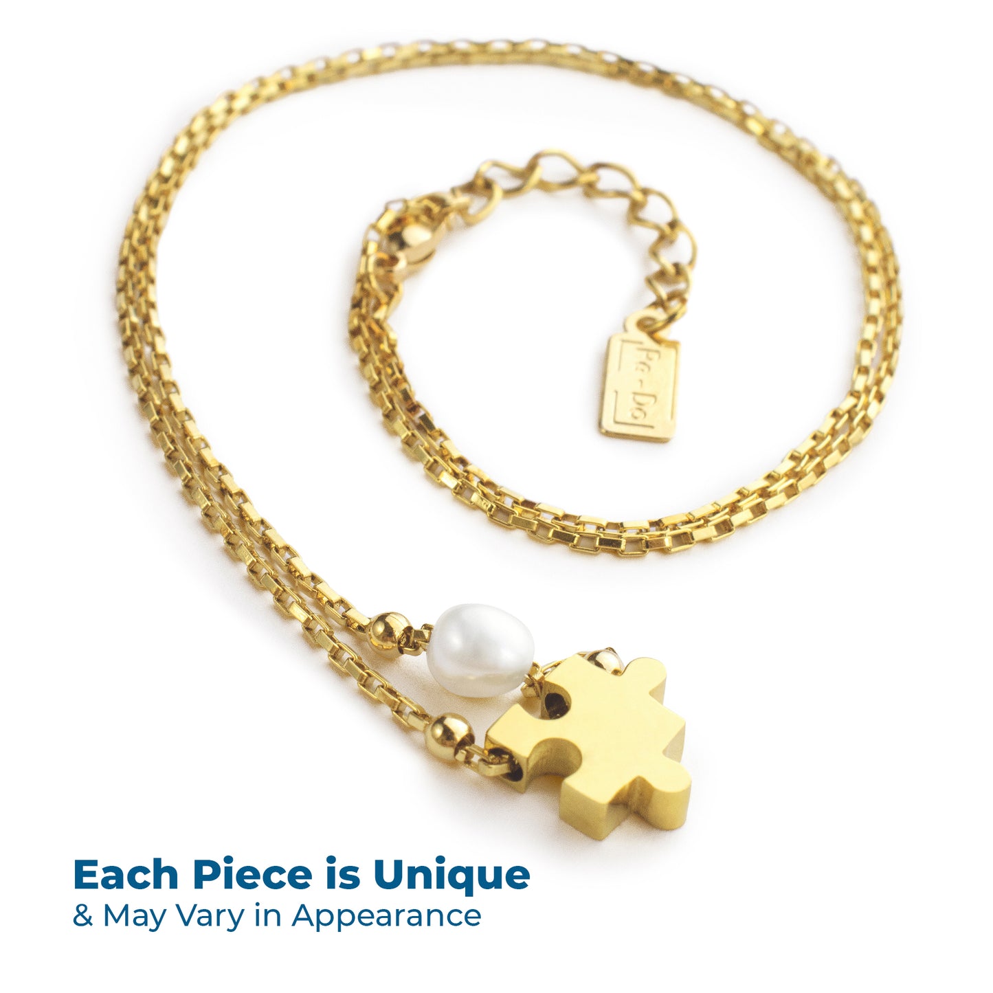 Empathy Pearl Autism Awareness Necklace with Delicate Puzzle Charm