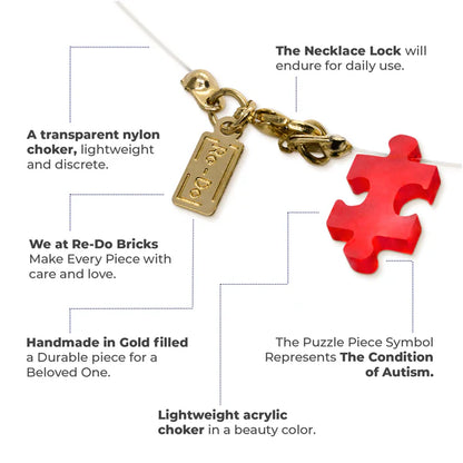 Autism Awareness Charm Puzzle  Acrylic Choker