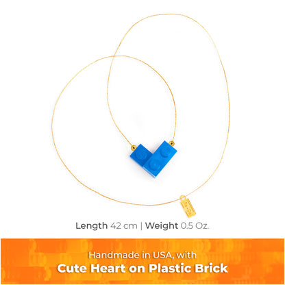 Blue Bricking Heart Choker with 16’ Golden String