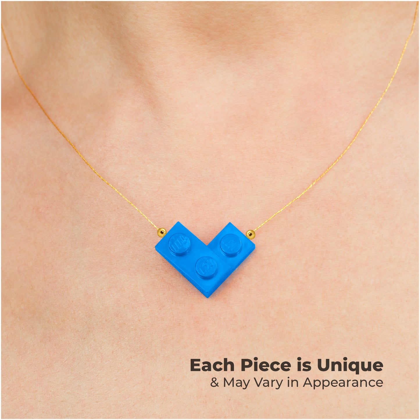 Blue Bricking Heart Choker with 16’ Golden String