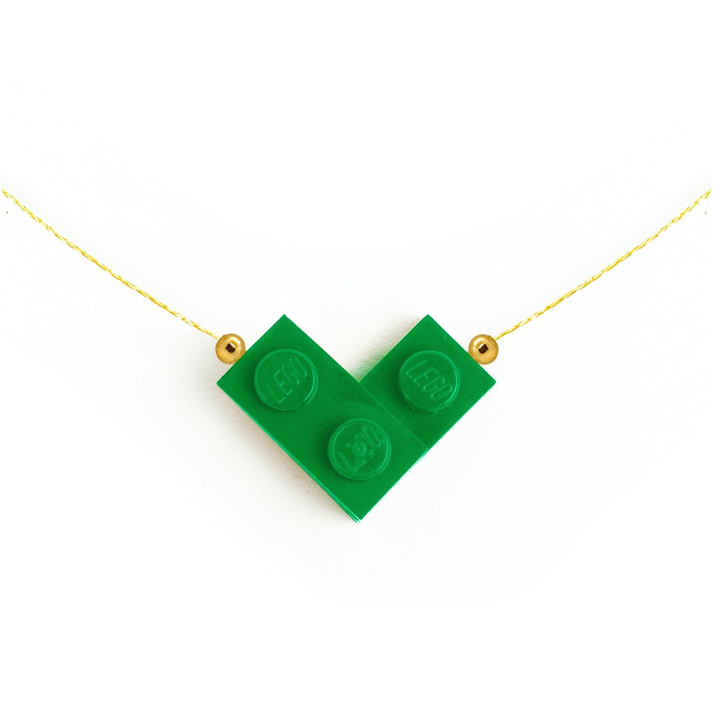 Green Bricking Heart Choker with 16’ Golden String