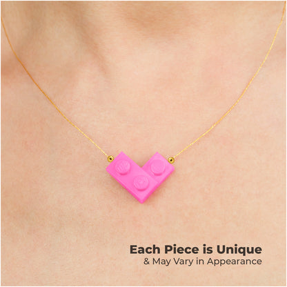 Pink Bricking Heart Choker with 16’ Golden String