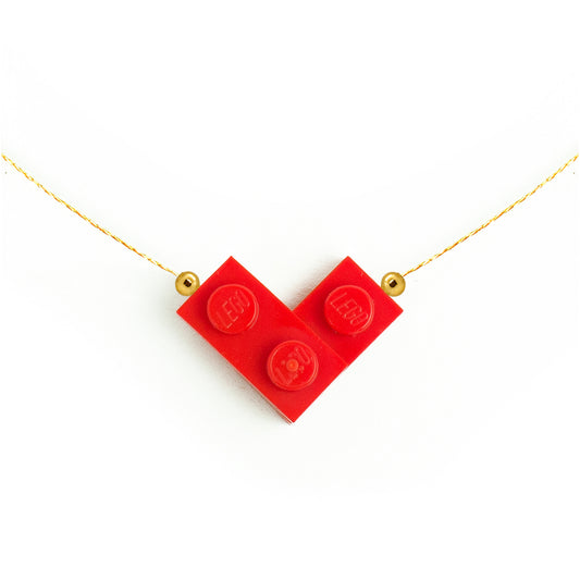 Red Bricking Heart Choker with 16’ Golden String original by Re-Do Bricks