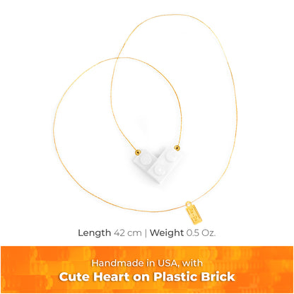 White Bricking Heart Choker with 16’ Golden String