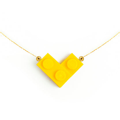 Yellow Bricking Heart Choker with 16’ Golden String, Cute and Trendy.