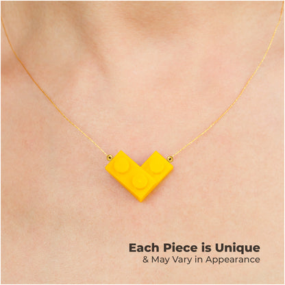 Yellow Bricking Heart Choker with 16’ Golden String, Cute and Trendy.