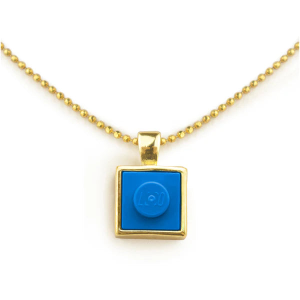Square Brick Charm with Gold Plated Chain