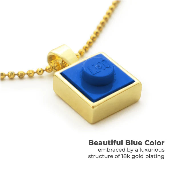 Square Brick Charm with Gold Plated Chain