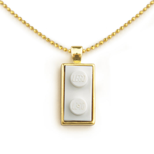 Twin White Brick Charm with Gold Plated Chain