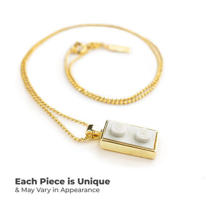 Twin White Brick Charm with Gold Plated Chain