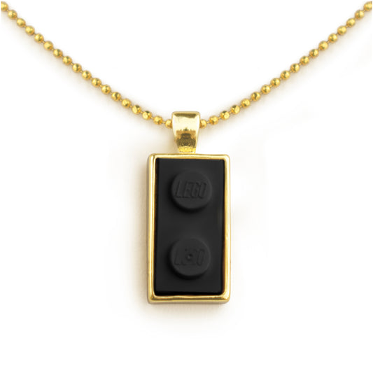 Twin Black Brick Charm with Gold Plated Chain