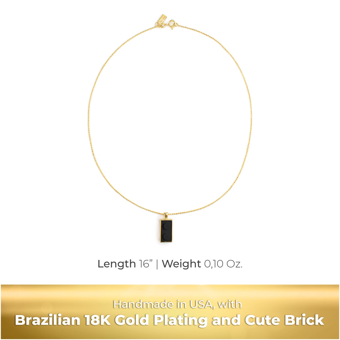 Twin Black Brick Charm with Gold Plated Chain