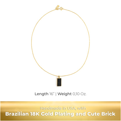 Twin Black Brick Charm with Gold Plated Chain