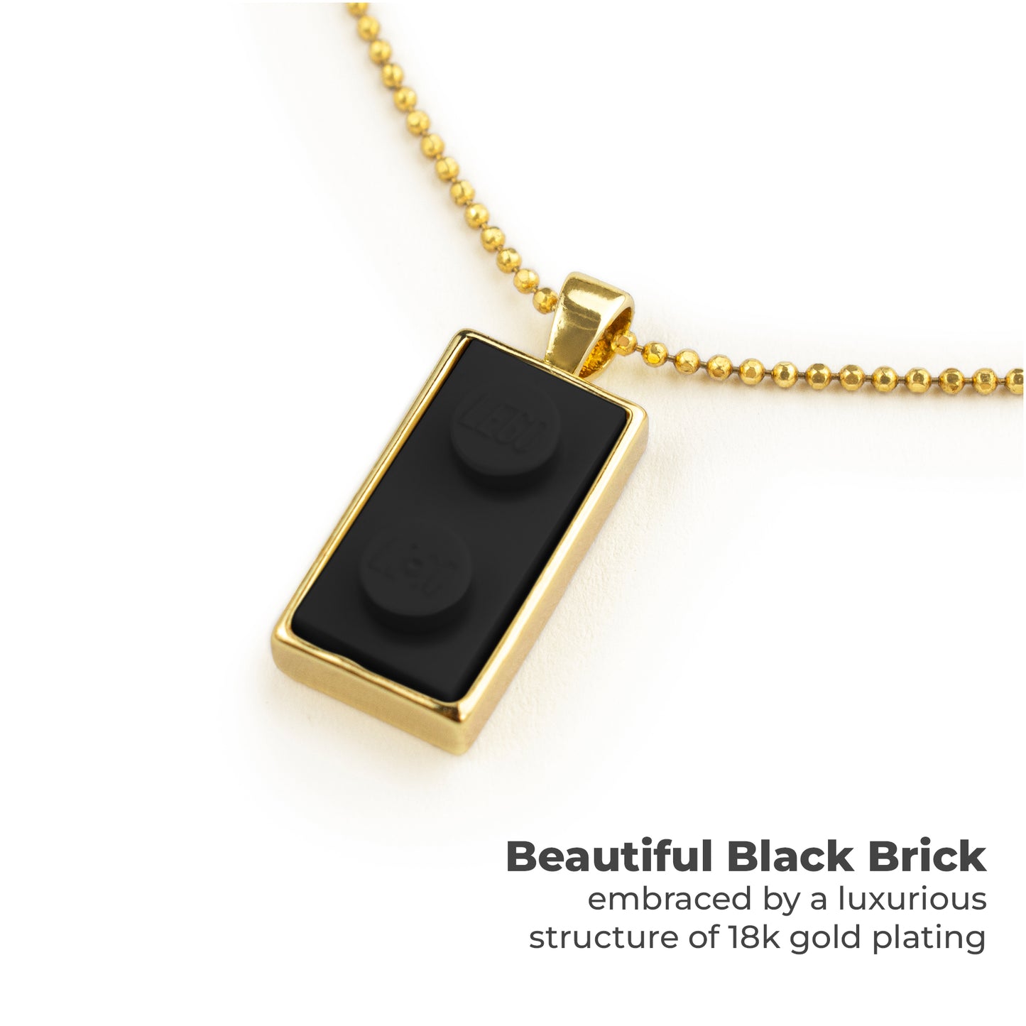 Twin Black Brick Charm with Gold Plated Chain