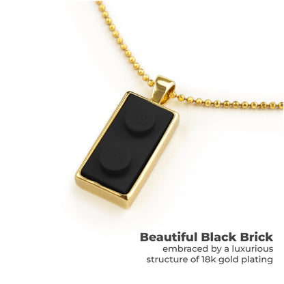 Twin Black Brick Charm with Gold Plated Chain