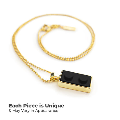 Twin Black Brick Charm with Gold Plated Chain