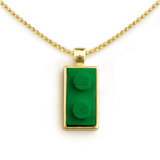 Twin Green Brick Charm with Gold Plated Chain