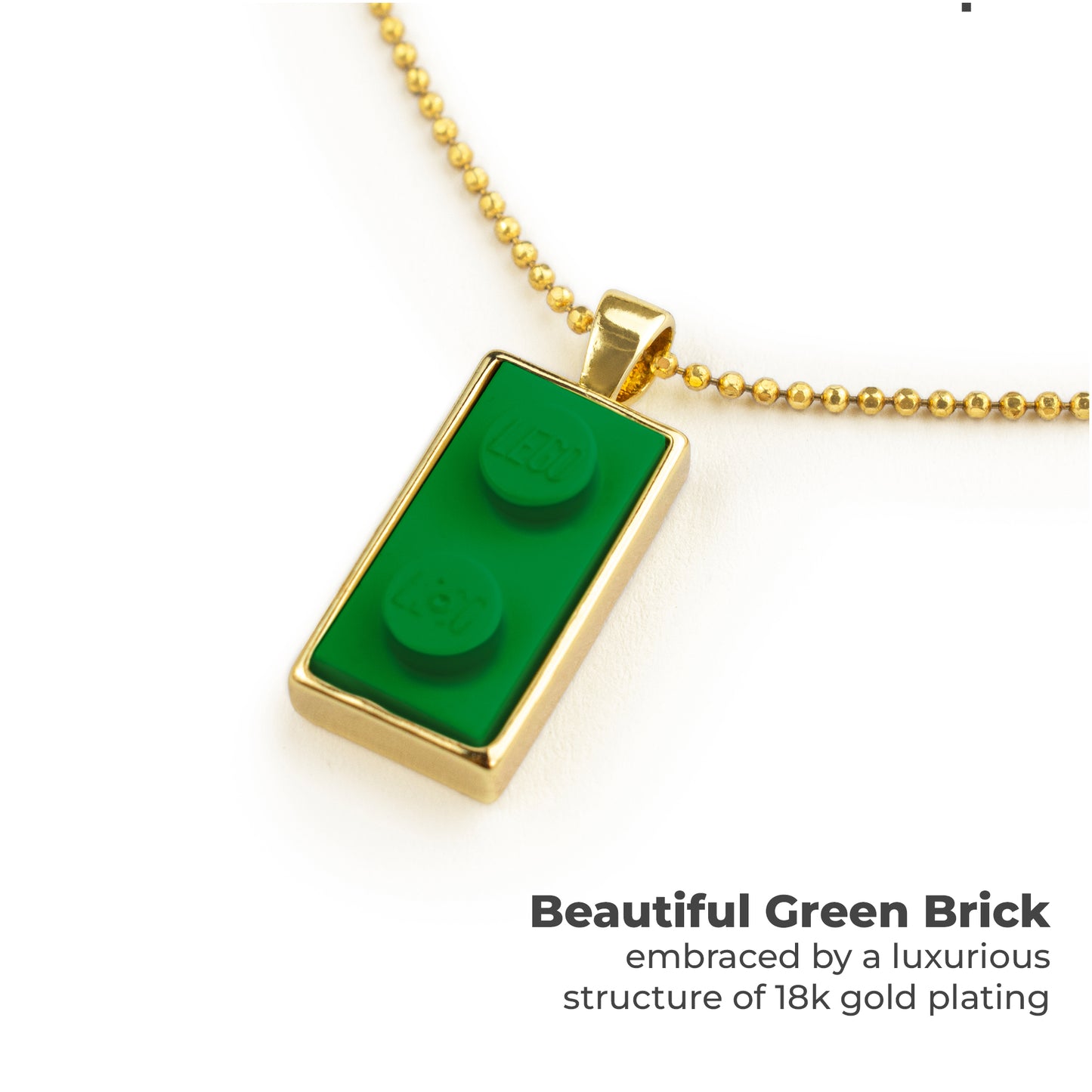 Twin Green Brick Charm with Gold Plated Chain