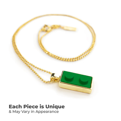 Twin Green Brick Charm with Gold Plated Chain