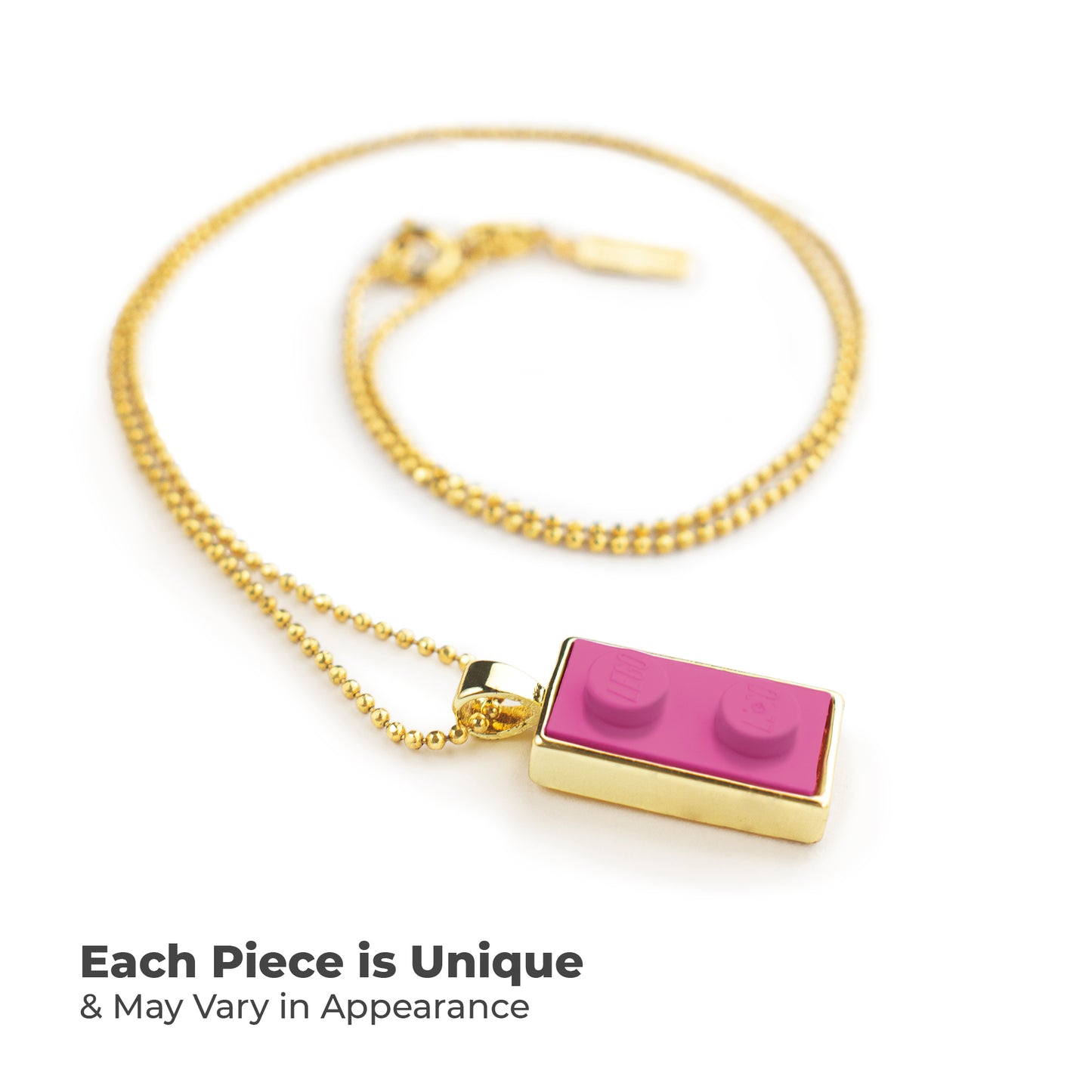 Twin Pink Brick Charm with Gold Plated Chain