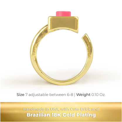 Golden Hug Twin Coral Brick Gold-Plated Ring