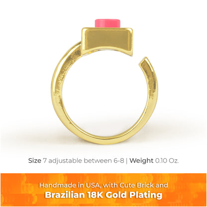 Golden Hug Twin Brick Gold-Plated Ring, Aesthetic and Original.