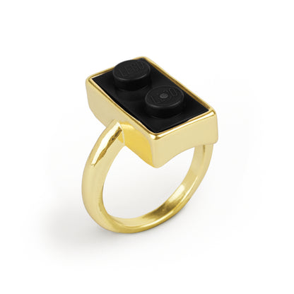 Golden Hug Twin Black Brick Gold-Plated Ring