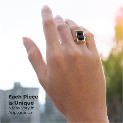 Golden Hug Twin Black Brick Gold-Plated Ring