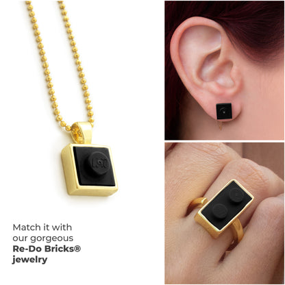 Golden Hug Twin Black Brick Gold-Plated Ring