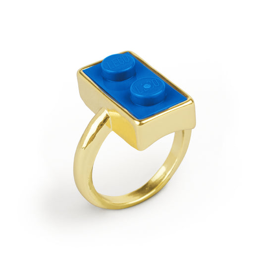 Golden Hug Twin Blue Brick Gold-Plated Ring