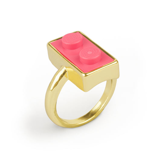 Golden Hug Twin Coral Brick Gold-Plated Ring