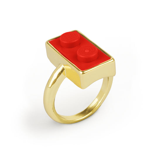 Golden Hug Twin Red Brick Gold-Plated Ring