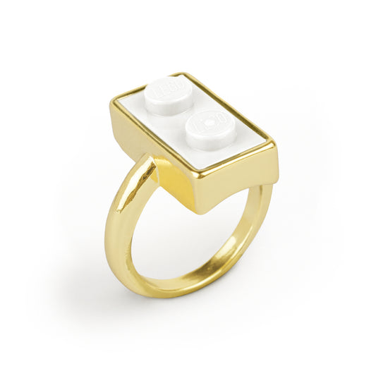 Golden Hug Twin White Brick Gold-Plated Ring