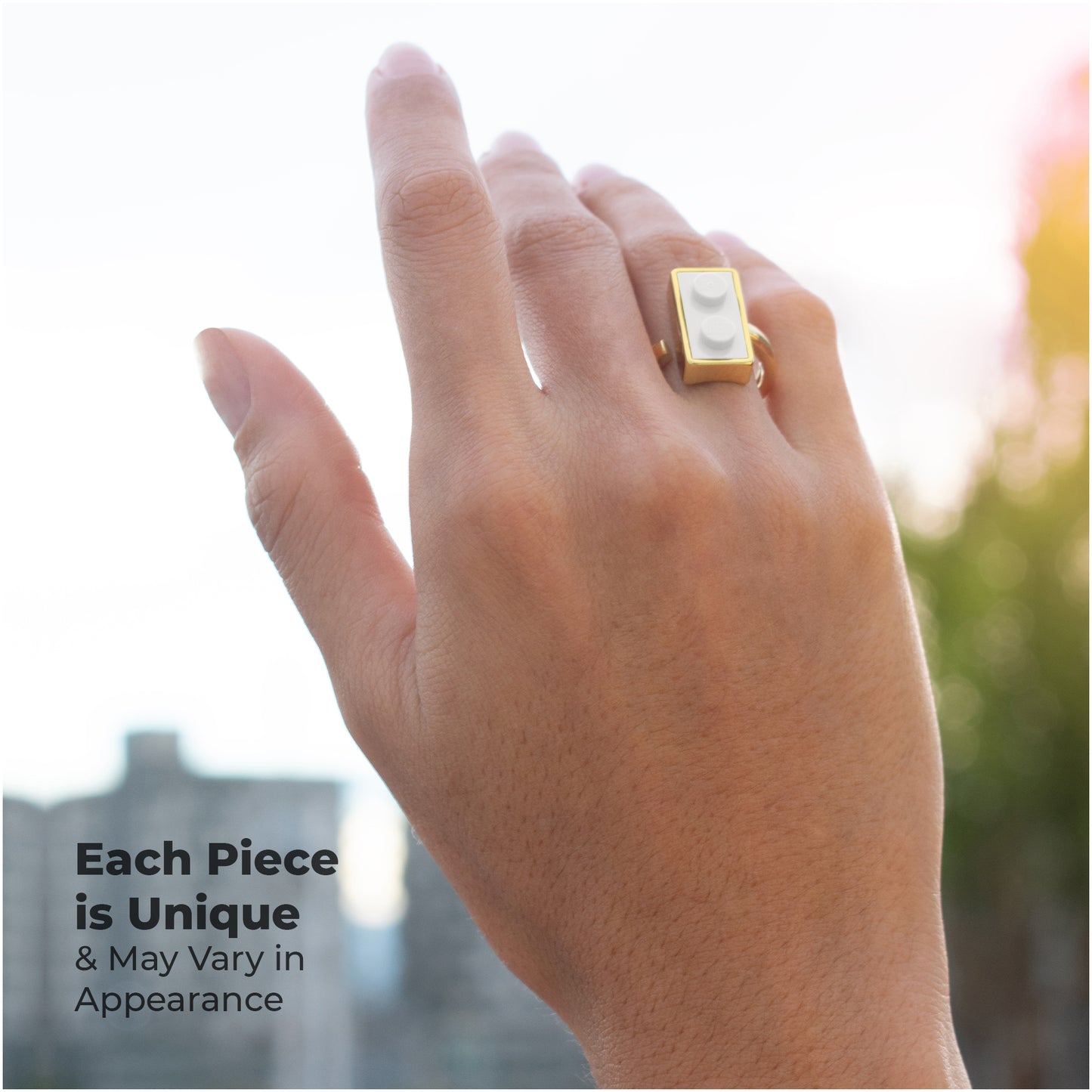 Golden Hug Twin White Brick Gold-Plated Ring