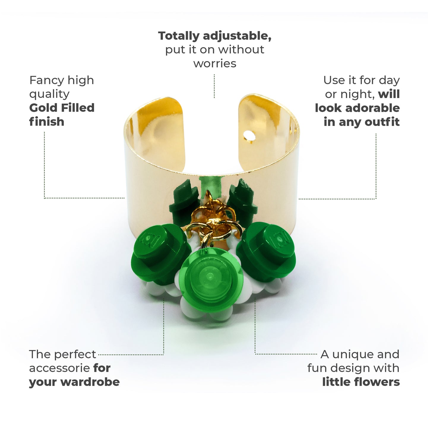 Trio Little Flowers Ring Handmade by Re-Do Bricks