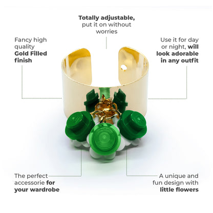 Trio Little Flowers Ring Handmade by Re-Do Bricks