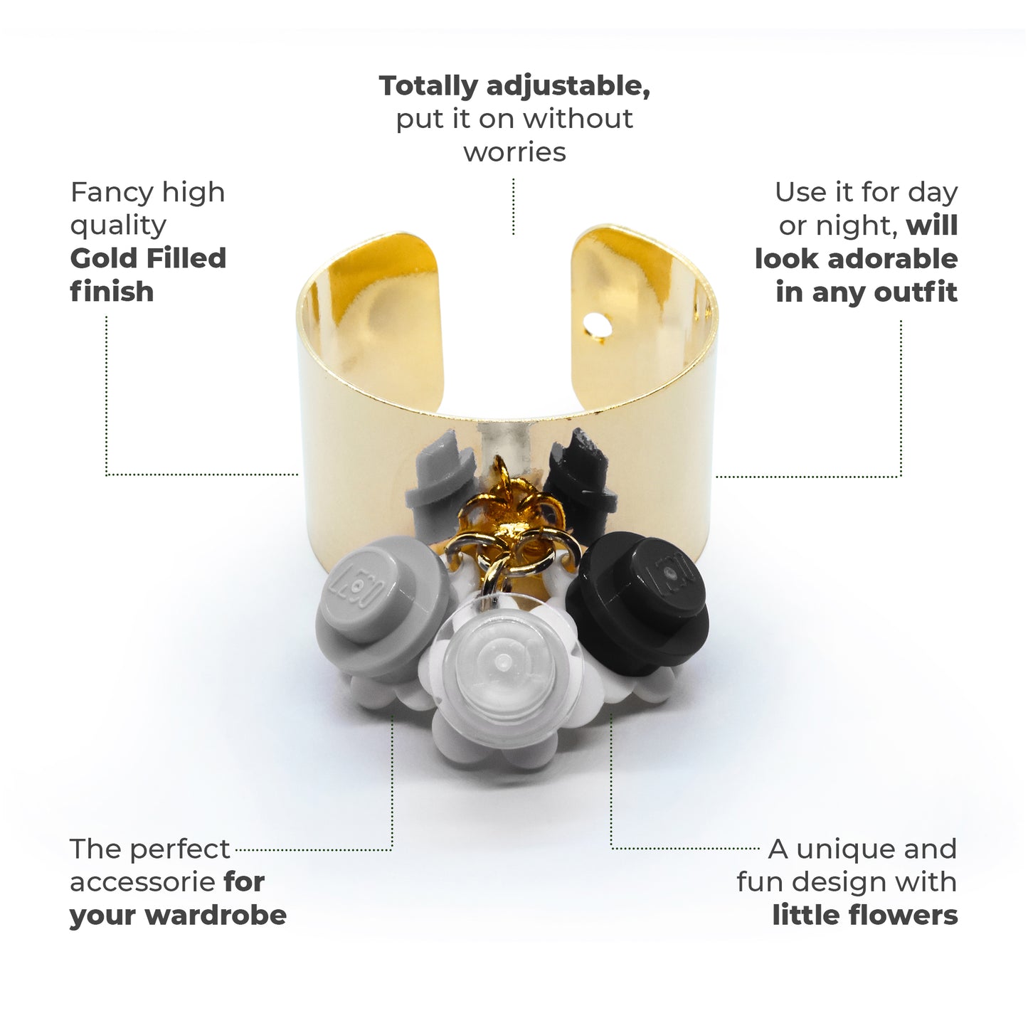 Trio Little Flowers Ring Handmade by Re-Do Bricks