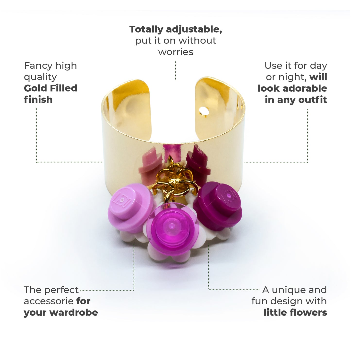 Trio Little Flowers Ring Handmade by Re-Do Bricks