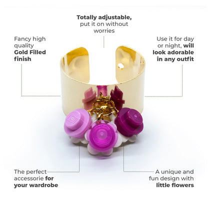 Trio Little Flowers Ring Handmade by Re-Do Bricks