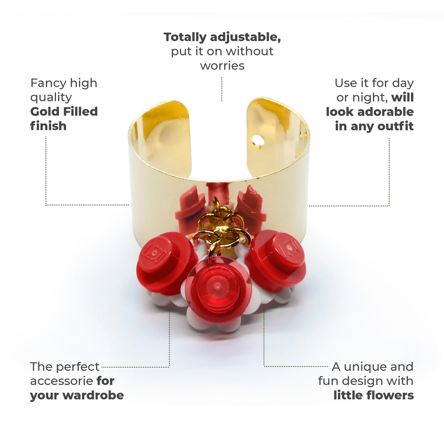 Trio Little Flowers Ring Handmade by Re-Do Bricks