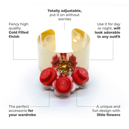 Trio Little Flowers Ring Handmade by Re-Do Bricks